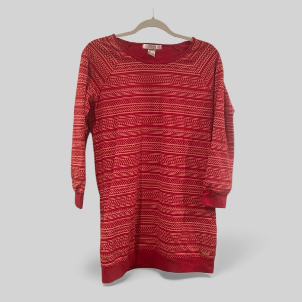 Lascana red white fair isle printed sleep shirt nightgown cozy cabincore medium